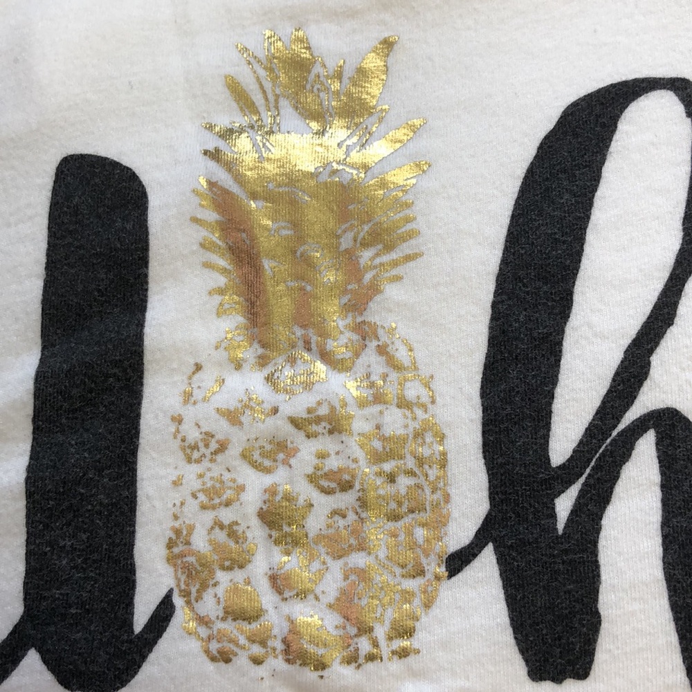 Island Sole ALOHA VIBES Golden Pineapple Tee T-Shirt White Hawaii Short Sleeve S - Picture 3 of 7